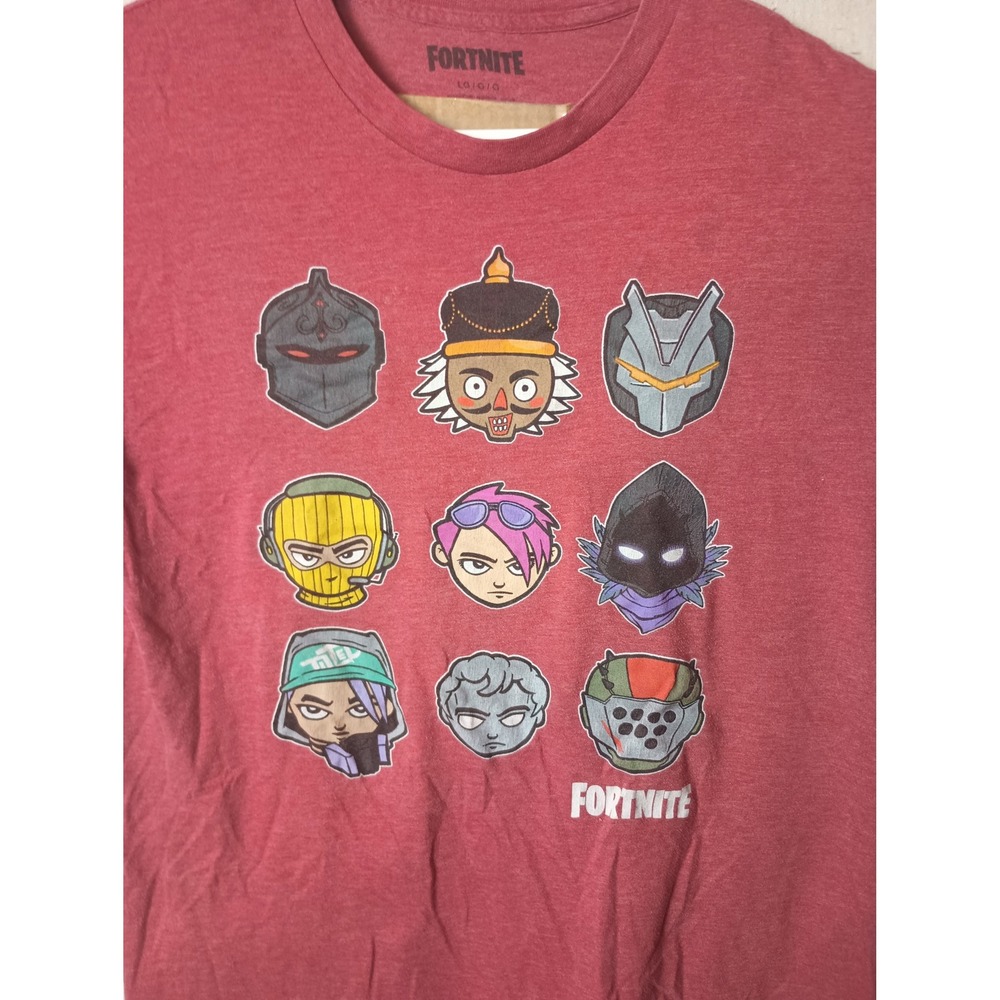 Fortnite Graphic Tee Character Faces Gaming T-Shirt Red Large O‎